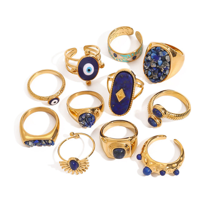 Stainless steel natural stone ring