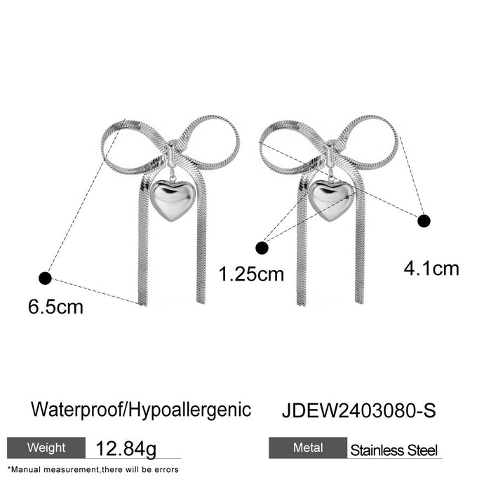 Bow Tassel Series Titanium Steel Earrings Necklace Ring