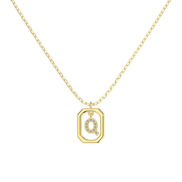 S925 Sterling Silver Hollow Pendant 26 Letter Necklace