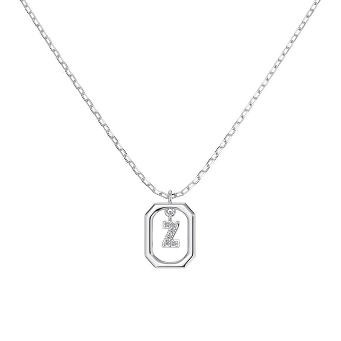 S925 Sterling Silver Hollow Pendant 26 Letter Necklace