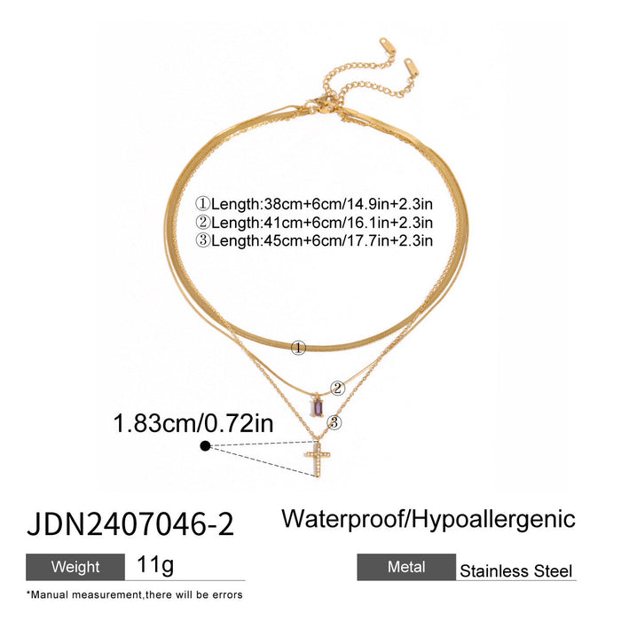 Three-layer clavicle chain stainless steel necklace