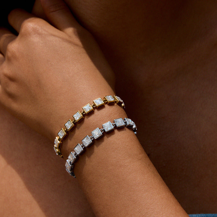 Zircon-studded Stainless Steel Full Diamond Bracelet