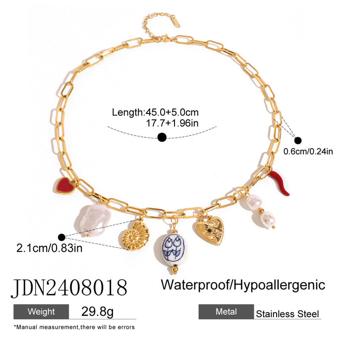 Titanium steel beach resort wind shell necklace