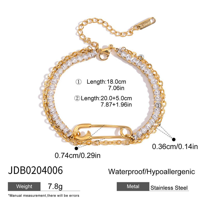 Stainless steel zircon bracelet