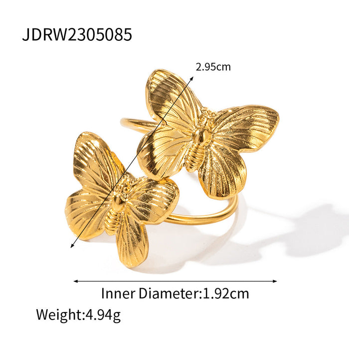 Zircon titanium steel ring