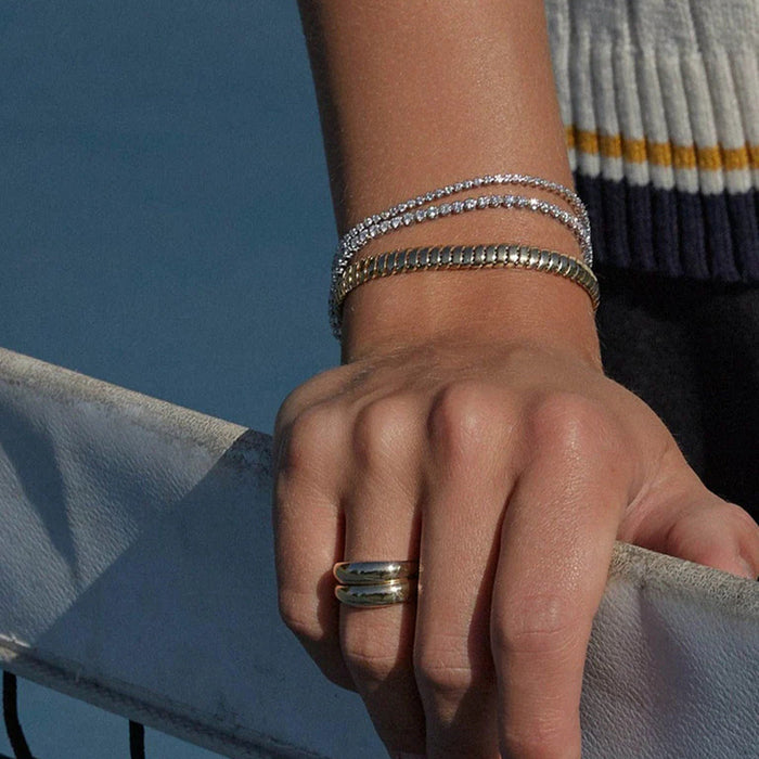 Stainless steel zircon stacked bracelet