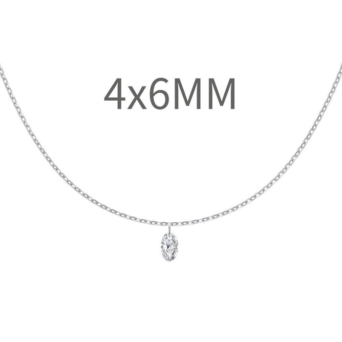 S925 Sterling Silver Tassel Oval Water Drop Wedding Necklace