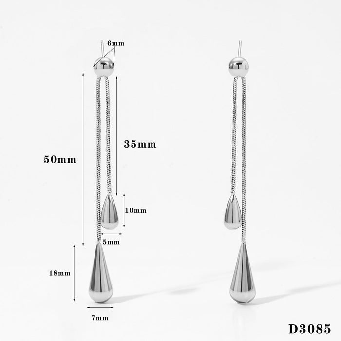 Long pullable water drop pendant necklace earrings set