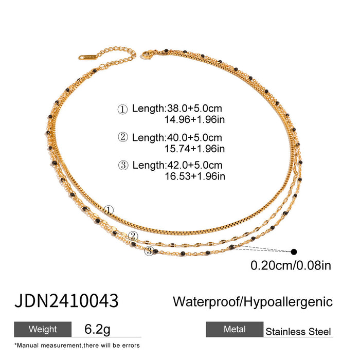 Three-layer stacked titanium steel necklace