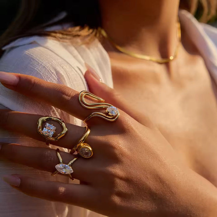 Titanium steel simple zircon ring