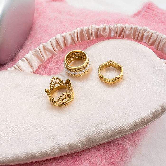 Lace Crown Hollow Stainless Steel Ring