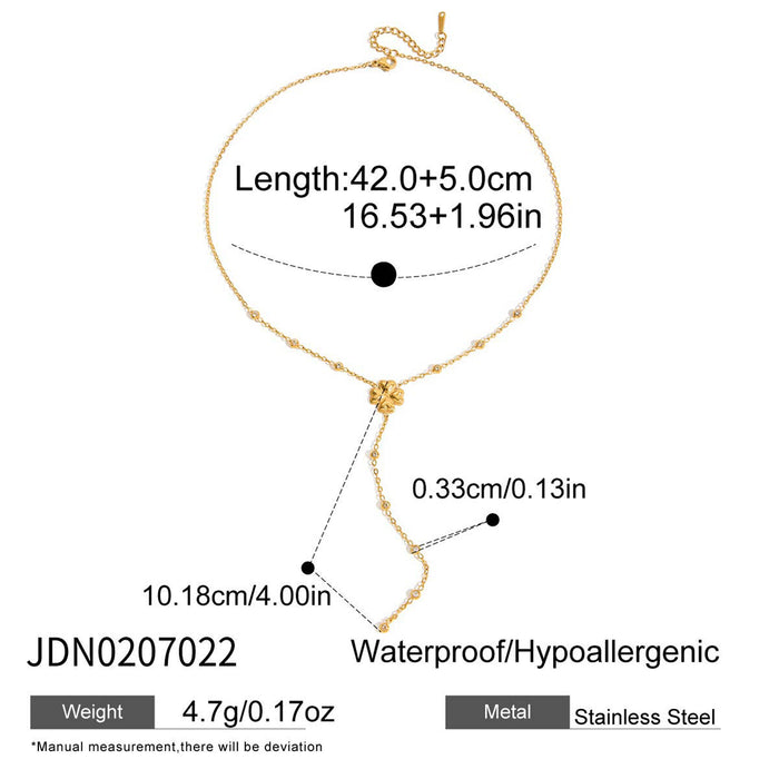 Stainless steel zircon y-shaped sweater chain necklace