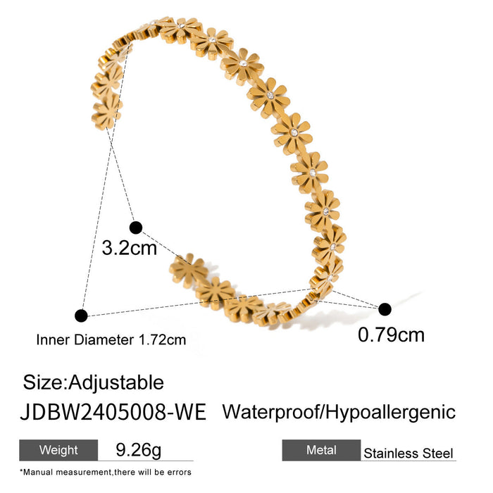 Stainless steel small daisy pearl opening bracelet