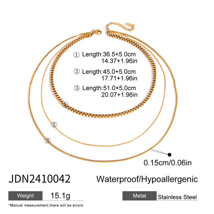 Three-layer stacked titanium steel necklace