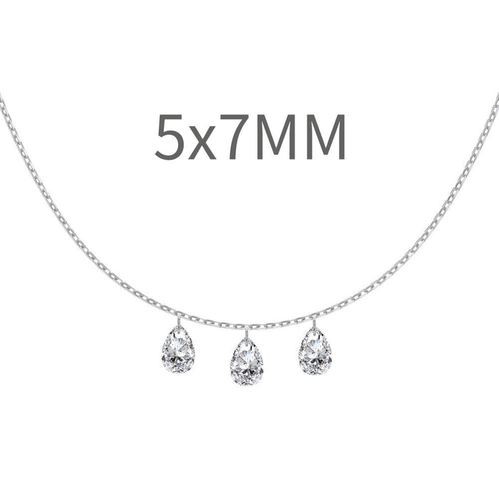 S925 Sterling Silver Tassel Oval Water Drop Wedding Necklace