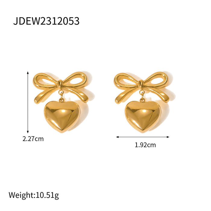 Stainless steel love bow stud earrings