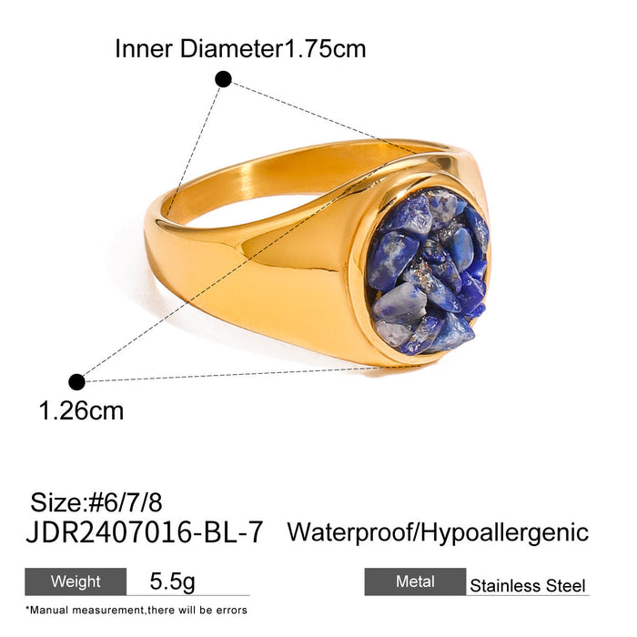 Stainless steel natural stone ring