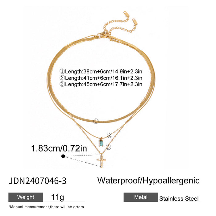 Three-layer clavicle chain stainless steel necklace