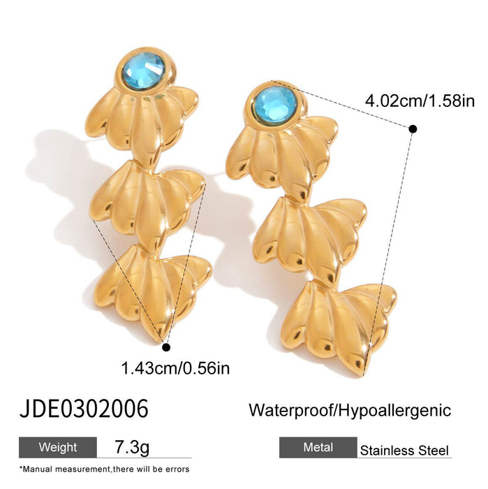 Ocean Design Stainless Steel Earrings Ring Necklace