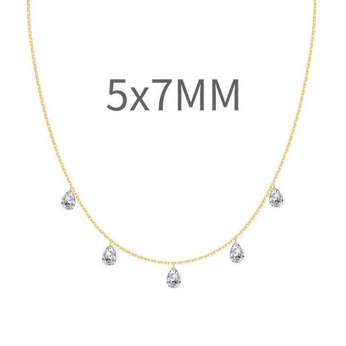 S925 Sterling Silver Tassel Oval Water Drop Wedding Necklace