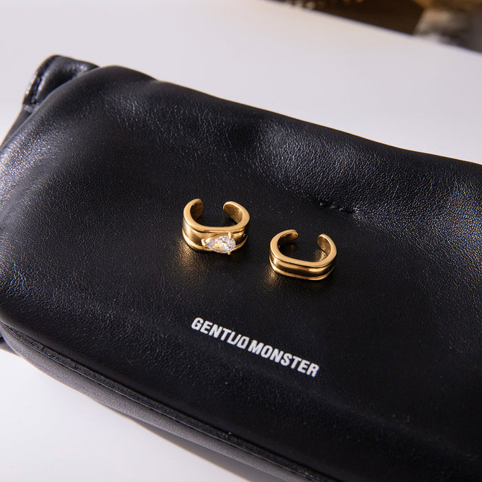 Water drop zircon titanium steel earrings