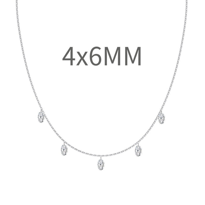 S925 Sterling Silver Tassel Oval Water Drop Wedding Necklace