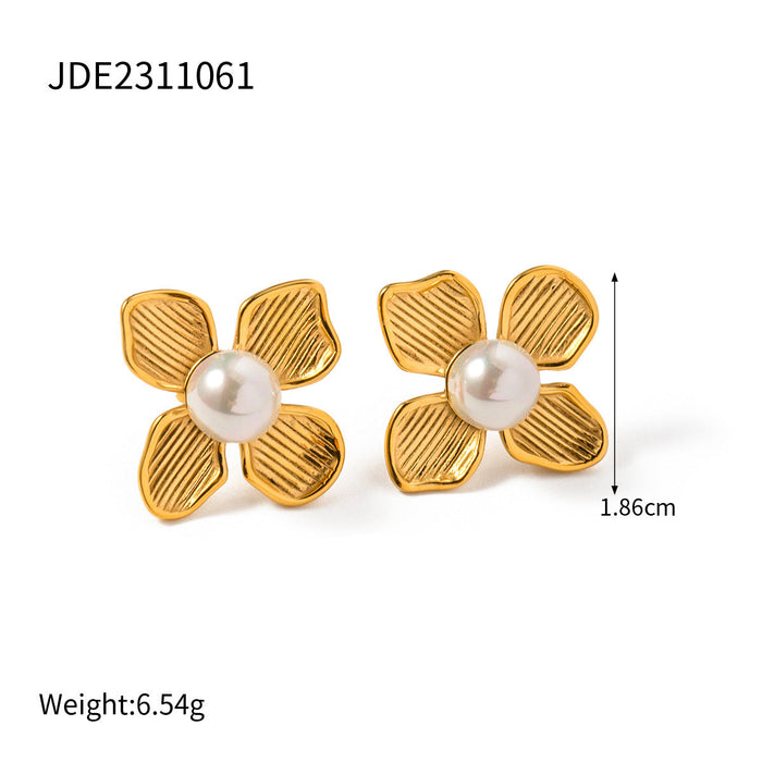 Stainless steel gold and silver flower earrings