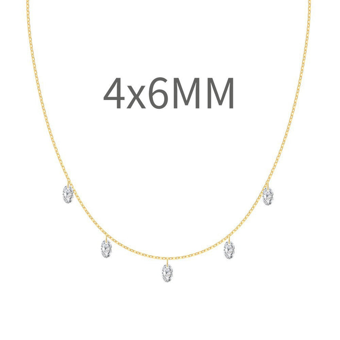 S925 Sterling Silver Tassel Oval Water Drop Wedding Necklace