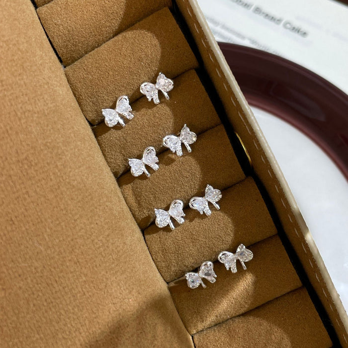 999 Sterling Silver Bow Stud Earrings