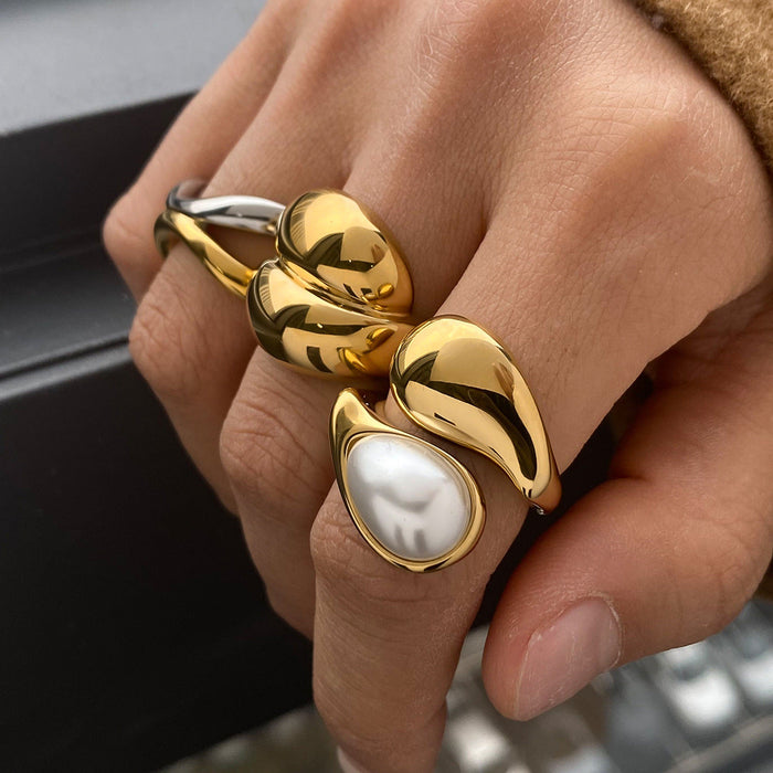 Stainless steel pearl ring