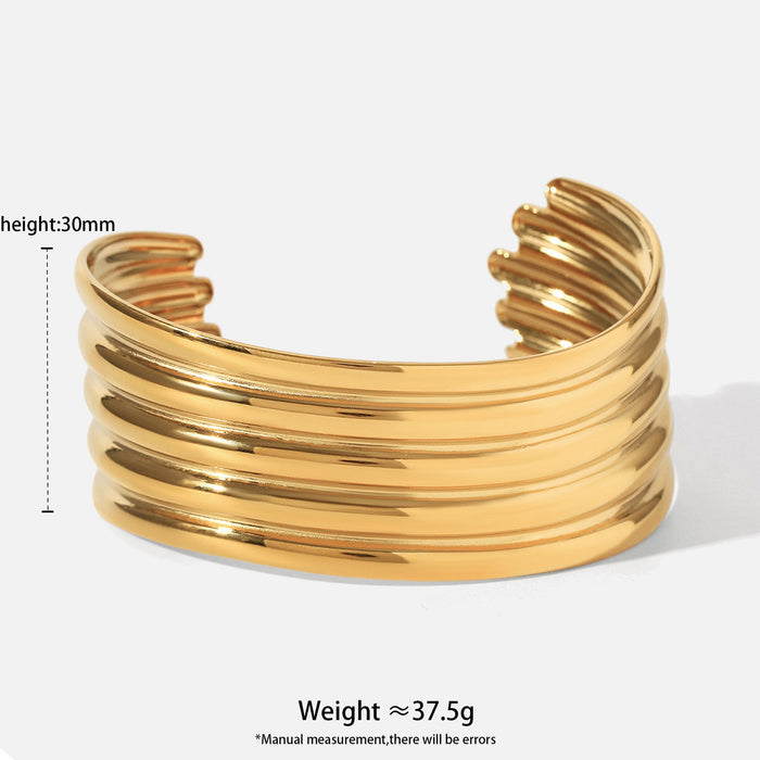 Stainless steel wide-sided opening hollow flower bracelet