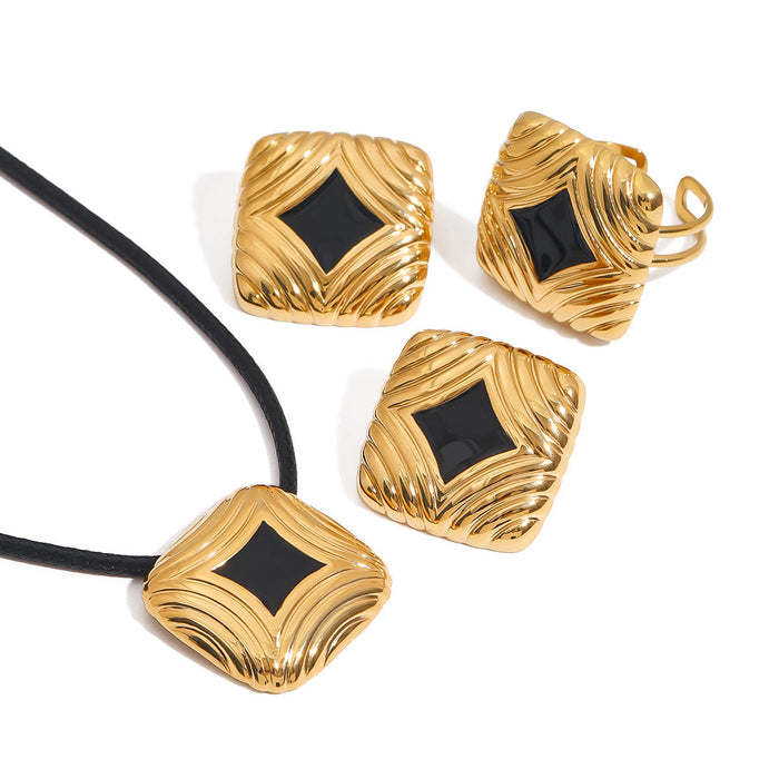 Drip stainless steel ring stud earrings