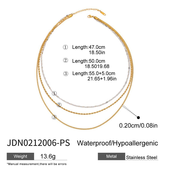 Three-layer stacked titanium steel necklace