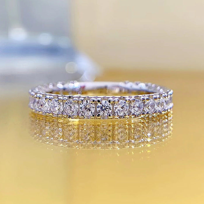 925 Silver Hollow Heart High Carbon Diamond Ring