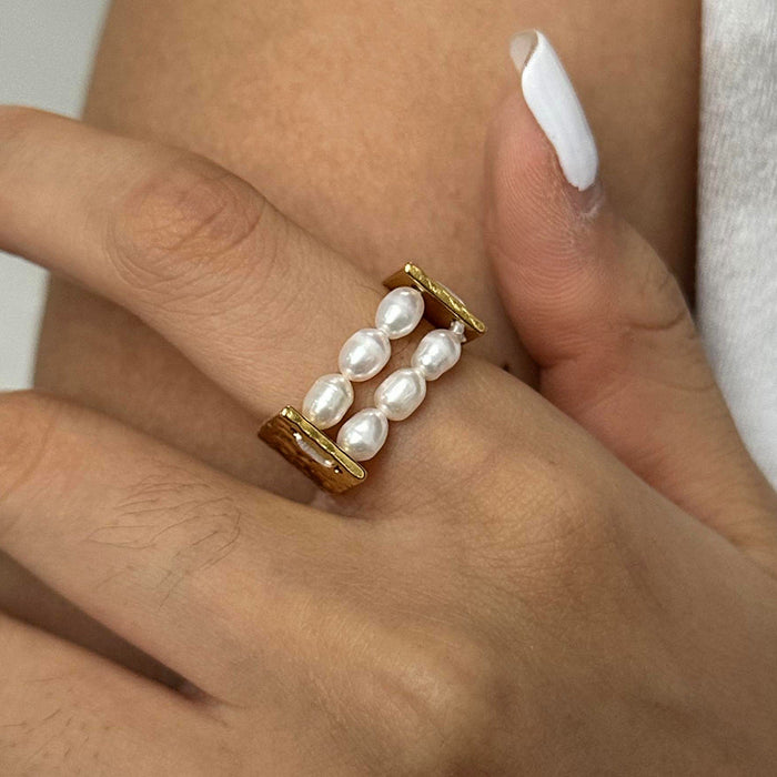 Stainless steel pearl ring