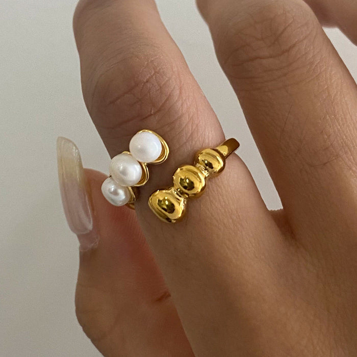 Stainless steel pearl ring
