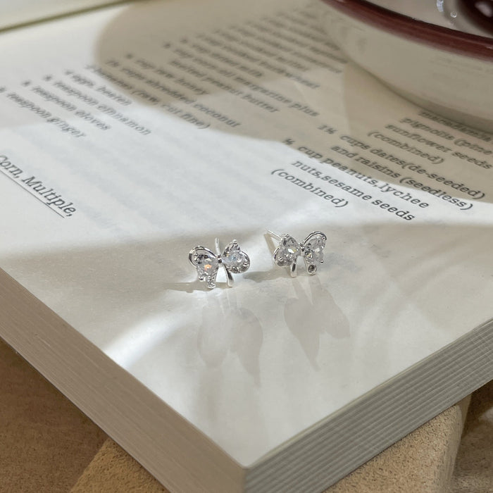 999 Sterling Silver Bow Stud Earrings