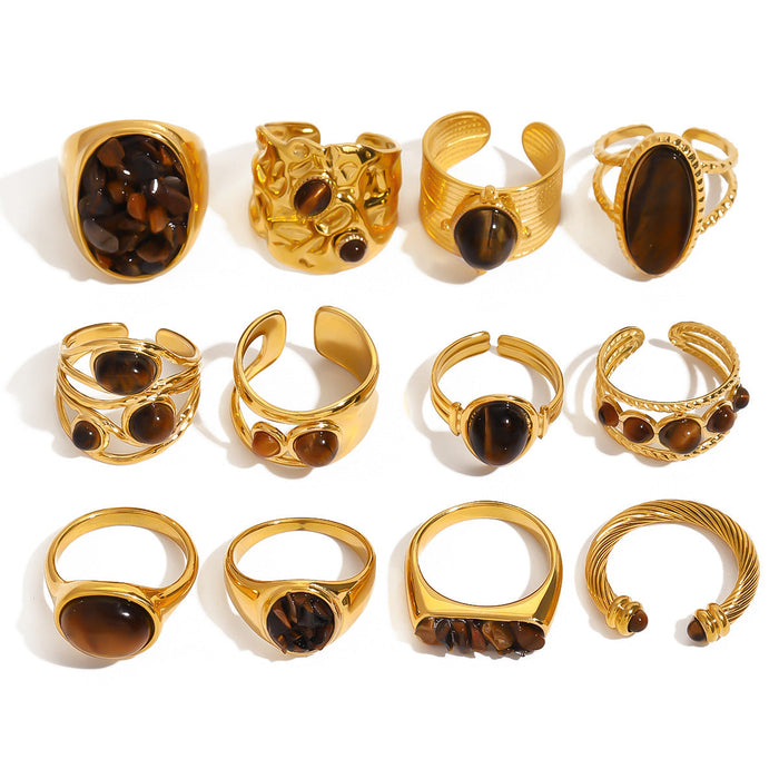 Stainless steel tiger's eye ring