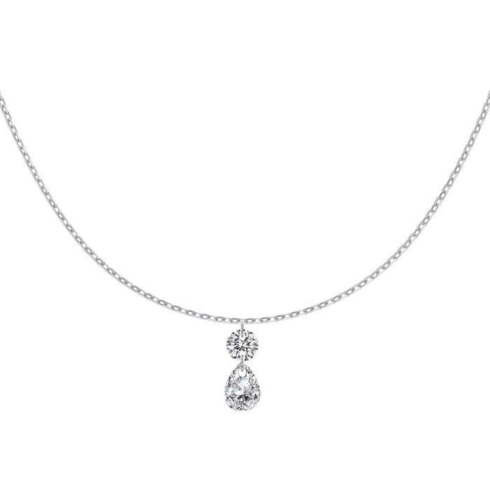 S925 Sterling Silver Tassel Oval Water Drop Wedding Necklace