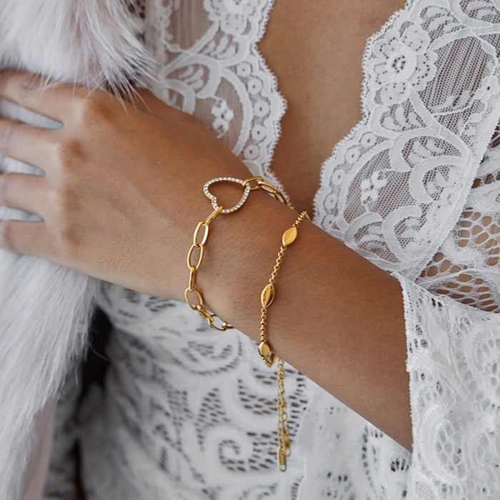 Stainless steel white rhinestone love bracelet