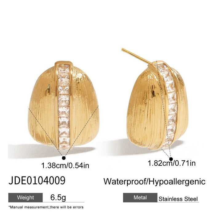 Stainless steel zircon stud earrings