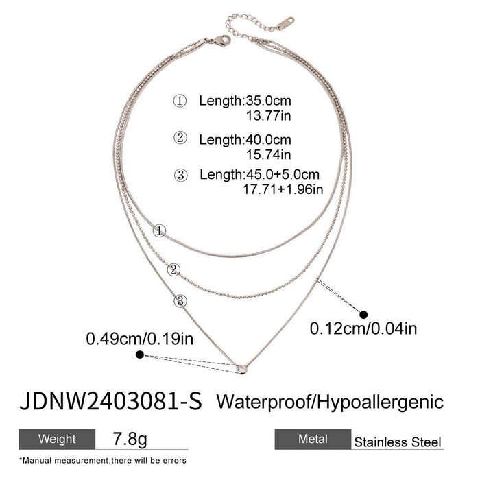 Three-layer stacked titanium steel necklace