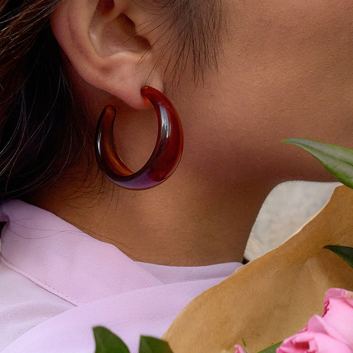 Resin Bracelet Stainless Steel Amber Acrylic Earrings