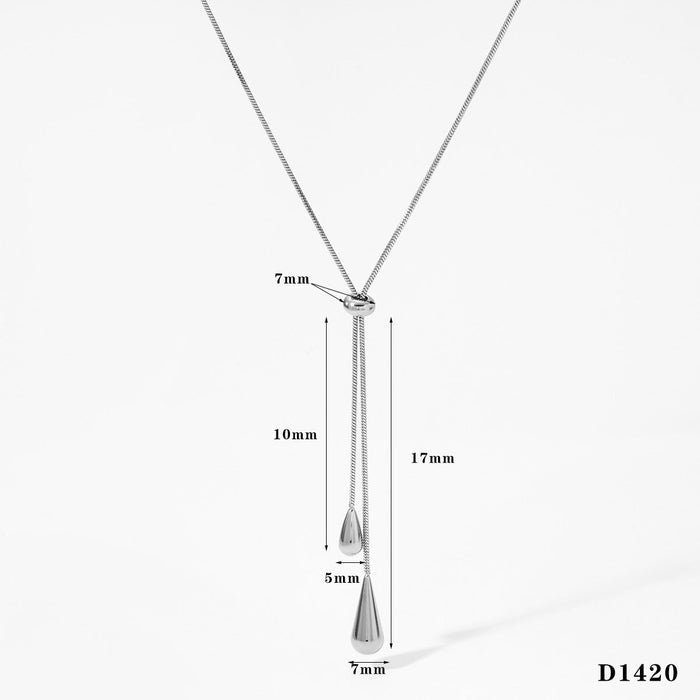 Long pullable water drop pendant necklace earrings set