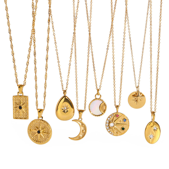 Stainless steel octagram necklace