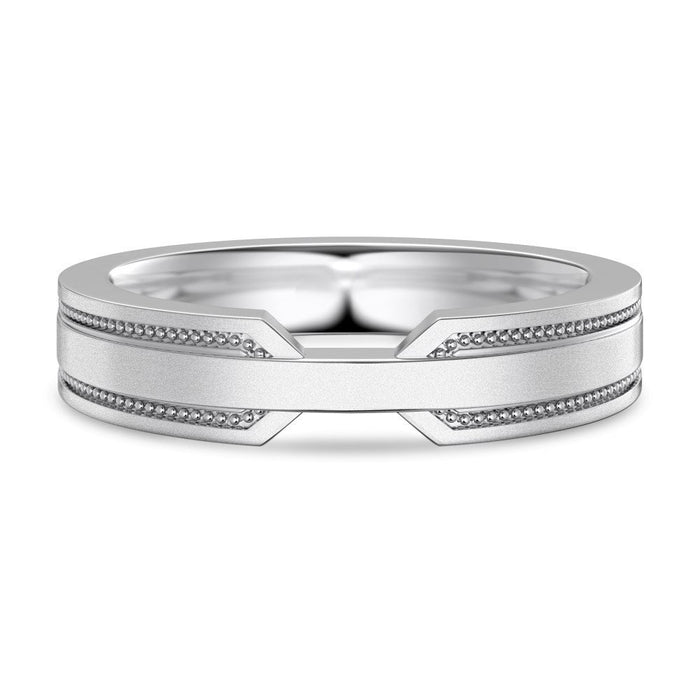 S925 Sterling Silver Plain Silver Male and Female Couple Ring-1