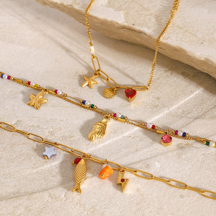 Stainless steel natural stone marine DIY bracelet