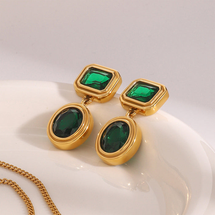 Stainless steel zircon stud earrings