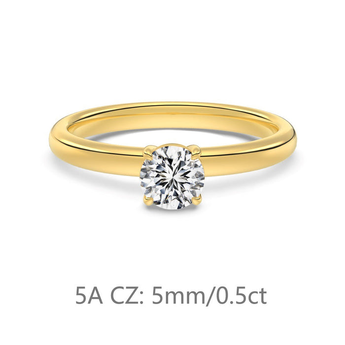 S925 Sterling Silver Single Main Diamond Proposal Wedding Ring