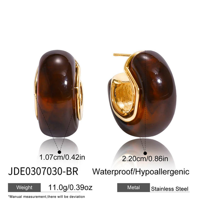 Resin Bracelet Stainless Steel Amber Acrylic Earrings